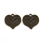 Tibetan Style Alloy Pendant Enamel Settings, Cadmium Free & Lead Free, Heart, Antique Bronze, 20x20x1mm, Hole: 2mm(PALLOY-N160-76AB)