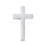 304 Stainless Steel Pendants, Motivational Cross Charms, Stainless Steel Color, 37x22x5mm, Hole: 3mm(STAS-B137-13P)