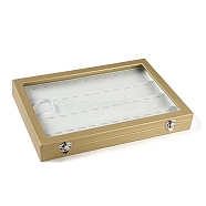 4 Rows Imitation Leather Jewelry Pendant Display Boxes, Rectangle Desktop Organizer Case with Glass Cover, for Pendant, White, 35x24x3cm(CON-G023-08B)