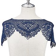 Polyester Computerized Embroidery Collar, Detachable Lace Neckline Trim, Garment Accessories, Midnight Blue, 300x770x2mm(AJEW-WH0314-95A)