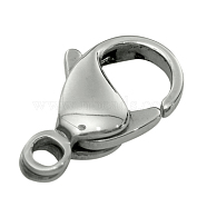 316 Surgical Stainless Steel Lobster Claw Clasps, Stainless Steel Color, 15x9mm, Hole: 2mm(X-STAS-316-FL15A)