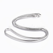 304 Stainless Steel Snake Chain Necklaces, with 304 Stainless Steel Clasps, Stainless Steel Color, 20.3 inch(51.5cm), 2.5mm(NJEW-F248-01C-P)