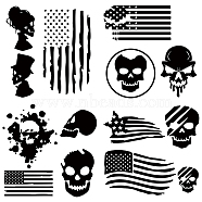 4Pcs 4 Styles Square PET Waterproof Self-adhesive Car Stickers, Reflective Decals for Car, Motorcycle Decoration, Black, Skull Pattern, 200x200mm, 1pc/style(DIY-GF0007-45H)