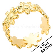 Stainless Steel Petal Couple Rings, Flower Open Cuff Rings for Men and Women, Golden(EM5780-2)