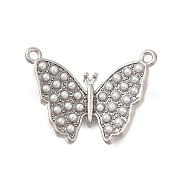 Butterfly Rack Plating Brass Pendants, with ABS Imitation Pearl Beads, Lead Free & Cadmium Free, Long-Lasting Plated, Platinum, 17.5x24.5x3.5mm, Hole: 1.5mm(KK-I716-16P)