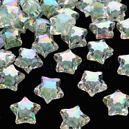 Transparent Acrylic Beads, Bead in Bead, AB Color, Faceted, Star, Aquamarine, 14x15x8.5mm, Hole: 2mm, about 518pcs/500g(TACR-S152-02D-SS2111)