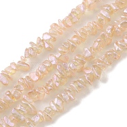 Spray Painted Glass Beads Strands, Chip, PeachPuff, 2.5~6.5x3~10x4~12.5mm, Hole: 1mm, 33.86''(86cm)(GLAA-P062-C03)