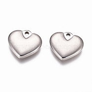 304 Stainless Steel Pendants, Puffed Heart, Jewelry Making, for Women, Stainless Steel Color, 15.5x16.5x3mm, Hole: 1.8mm(X-STAS-G218-01P)