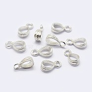 925 Sterling Silver Pendant Bails, Carved with S925, Silver, 9x5x3mm, Hole: 1.5mm and 3x4.5mm(X-STER-F036-09S-5x9mm)