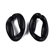 Opaque Spray Painted Acrylic Linking Rings, Quick Link Connectors, for Curb Chains Making, Twist, Black, 38x25x13mm, Inner Diameter: 23x8mm, about 160pcs/500g(OACR-S021-64B-C01)