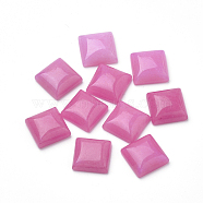 Natural White Jade Cabochons, Dyed, Square, Hot Pink, 10x10x5mm(X-G-Q975-10x10-04)
