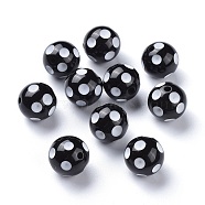 20MM Chunky Bubblegum Acrylic Round Beads, Black, 20x19mm, Hole: 3mm(X-SACR-S146-20mm-09)