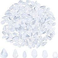 Nbeads 120Pcs 6 Style Acrylic Beads, Imitation Gemstone, Teardrop, White, 20pcs/style(OACR-NB0001-16)