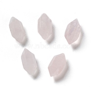 Natural Rose Quartz Double Terminal Pointed Beads, No Hole, Faceted, Bullet, 10x5x4mm(G-G012-13)