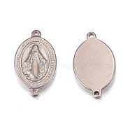 304 Stainless Steel Links Connectors, Oval with Jesus, for Easter, Stainless Steel Color, 15x9x2mm(STAS-H109-11P)