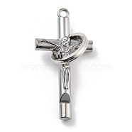 Tibetan Style Alloy Pendants, Corss with Jesus, Platinum, 45x23x6mm, Hole: 2.5mm(FIND-U006-15P-08)