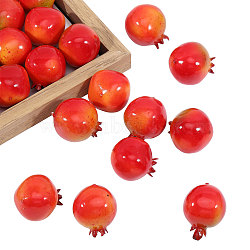 Plastic Simulation Pomegranate, Imitation Fruit, for Showcase & Photography Props, Red, 34.5~36x29~30x30~31mm, 20pcs/bag(AJEW-WH0270-049)