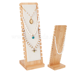 Detachable Wood Slant Back Necklace Display Stands, Pendant Necklace Holder Organizer, with Velvet Soft Mat, Rectangle, Wheat, Finished Product: 9.4x9.95x31.5cm, 2pcs/set(NDIS-WH0009-16B)