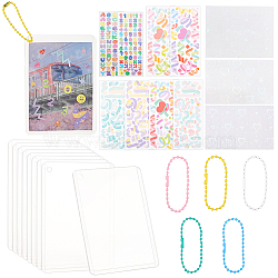 DIY Rectangle Photocard Sleeve Keychain Making Kit, Including PET Stickers, PVC Card Holders, Iron Ball Chain, Mixed Color, 98x65mm(FIND-BC0003-75)
