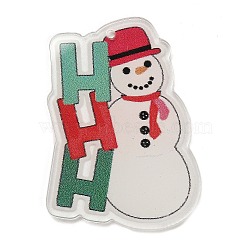 Christmas Theme Acrylic Pendants, Snowman, 43.5x31x2mm, Hole: 1.6mm(OACR-R003-01A-08)