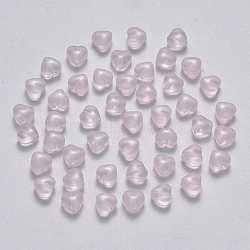 Imitation Jade Glass Beads, Heart, Pearl Pink, 6x6x4mm, Hole: 0.7mm(X-GLAA-R211-02-A01)