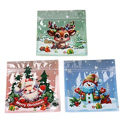 Christmas Theme Plastic Zip Lock Bags, Resealable Bags, Self Seal Bags, Top Seal, Mixed Color, 13.3x13.5x0.3cm(ABAG-Q053-07A)