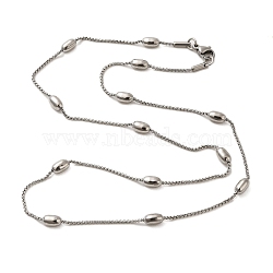 304 Stainless Steel Oval Link Chain Necklaces for Women, Stainless Steel Color, 16.73 inch(42.5cm)(NJEW-G150-01P)