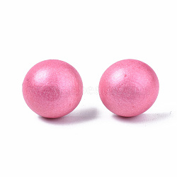 Pearlized Half Round Schima Wood Earrings for Girl Women, Stud Earrings with 316 Surgical Stainless Steel Pins, Pale Violet Red, 11x4.5mm, Pin: 0.7mm(EJEW-N048-001-02)