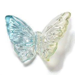 Two Tone Transparent Acrylic Beads, Butterfly, Sky Blue, 28x37.5x8.5mm, Hole: 1mm(X-OACR-E041-06D)