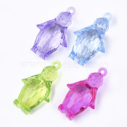 Transparent Acrylic Pendants, Faceted, Penguin, Mixed Color, 48.5x29.5x17mm, Hole: 3mm, about 65pcs/500g(TACR-S149-03)