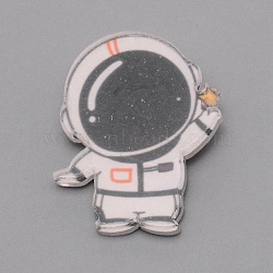Astronaut Brooch Pin, Cartoon Acrylic Lapel Pin for Clothes DIY Craft, White, Black, 37.5x30x9mm(JEWB-SZC0001-19)