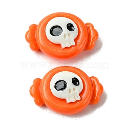 Halloween Theme Opaque Resin Decoden Cabochons, Candy with Skull, 11x16.5x7mm(CRES-Q219-02A)
