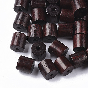 Natural Sandalwood Beads, Waxed Wooden Beads, Dyed, Column, Coconut Brown, 10x10mm, Hole: 2mm, about 780pcs/500g