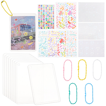 DIY Rectangle Photocard Sleeve Keychain Making Kit, Including PET Stickers, PVC Card Holders, Iron Ball Chain, Mixed Color, 98x65mm