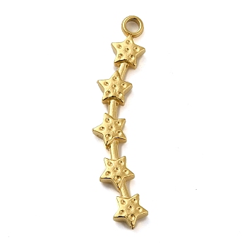 304 Stainless Steel Pendant Rhinestone Settings, Star Charms, Real 18K Gold Plated, Fit for 0.5mm Rhinestone, 31.5x6x2mm, Hole: 1.8mm