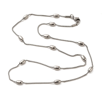 304 Stainless Steel Oval Link Chain Necklaces for Women, Stainless Steel Color, 16.73 inch(42.5cm)