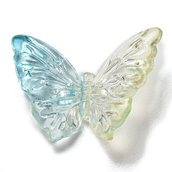 Two Tone Transparent Acrylic Beads, Butterfly, Sky Blue, 28x37.5x8.5mm, Hole: 1mm