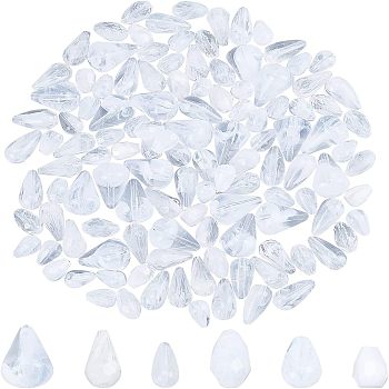 Nbeads 120Pcs 6 Style Acrylic Beads, Imitation Gemstone, Teardrop, White, 20pcs/style