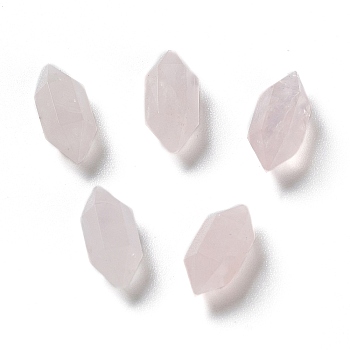Natural Rose Quartz Double Terminal Pointed Beads, No Hole, Faceted, Bullet, 10x5x4mm