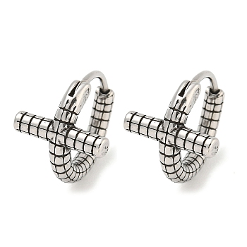 316 Surgical Stainless Steel Hoop Earrings, Ring, Antique Silver, 14x12mm