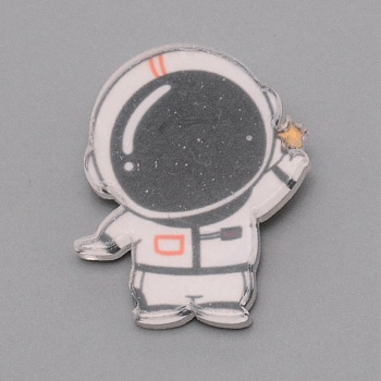 Astronaut Brooch Pin, Cartoon Acrylic Lapel Pin for Clothes DIY Craft, White, Black, 37.5x30x9mm
