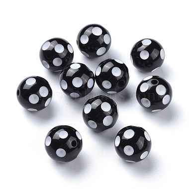 20mm Black Round Acrylic Beads