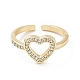 Clear Cubic Zirconia Hollow Out Heart Open Cuff Ring(RJEW-I094-03G)-2