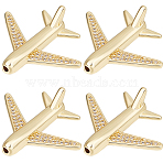 8Pcs Brass Micro Pave Cubic Zirconia Airliner Beads, Passenger Airplane, Real 18K Gold Plated, 26.5x22x8mm, Hole: 1.6mm(ZIRC-BBC0003-54G)