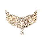 Brass Micro Pave Clear Cubic Zirconia Pendants, Flower with Wing Charms, Real 18K Gold Plated, 32x39x3mm, Hole: 1.2mm(KK-N290-16G)
