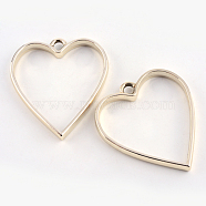 30Pcs Rack Plating Alloy Heart Open Back Bezel Pendants, For DIY UV Resin, Epoxy Resin, Pressed Flower Jewelry, Cadmium Free & Nickel Free & Lead Free, Golden, 34x30.2x3.7mm, Hole: 3mm(FIND-OC0001-24)