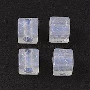 Transparent Acrylic Beads, Glitter Powder, Cube with Heart/Moon/Flower/Star Pattern, Clear, 7.5x7.5x7.5mm, Hole: 4mm, about 160pcs/500g(OACR-P007-49)