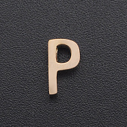 201 Stainless Steel Charms, for Simple Necklaces Making, Laser Cut, Letter, Rose Gold, Letter.P, 8x4.5x3mm, Hole: 1.8mm(STAS-R109-JA433-P-3)