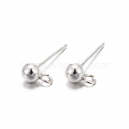 925 Sterling Silver Ear Stud Findings, Earring Posts with 925 Stamp, Silver, 15mm, head: 6.5x3.8mm, Hole: 1mm, Pin: 0.7mm(X-STER-K167-042C-S)