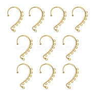 Alloy Ear Cuff Findings, with 7 Loops, Ear Wrap Earring Hooks for Non Piercing Earring Making, Golden, 58x35x2mm, Hole: 2.5mm(FIND-YW0003-93G)